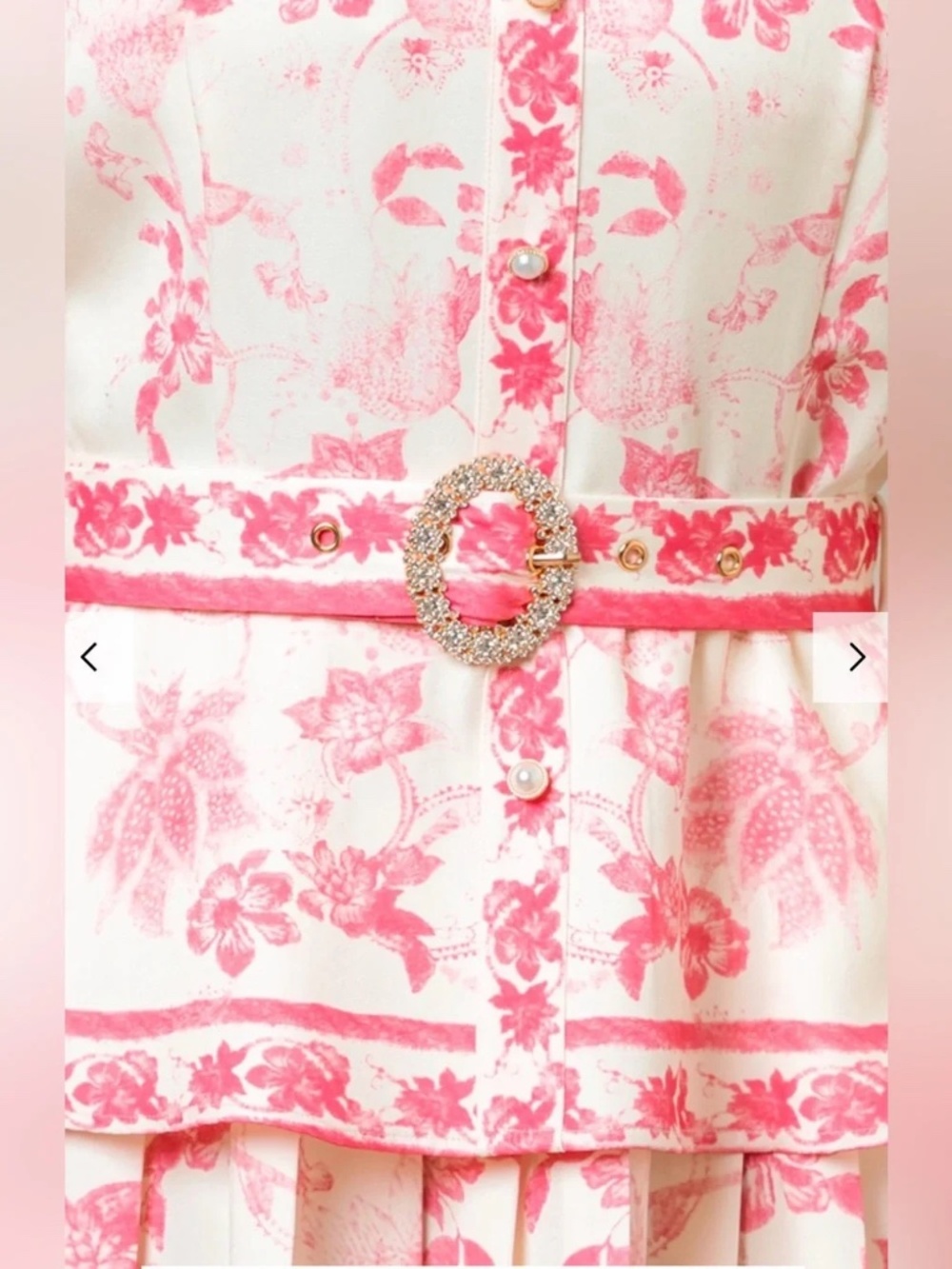 Boutique Ivory & Pink Floral Peplum Belted Dress Size Small NWOT - Picture 5 of 6